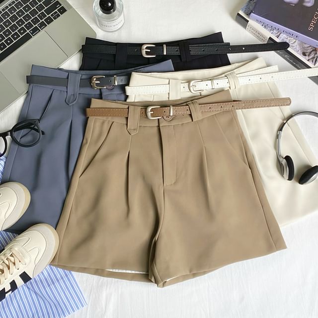 Iasia-High Waist Plain Shorts