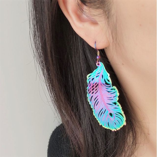 PANGU-Feather Stainless Steel Dangle Earring