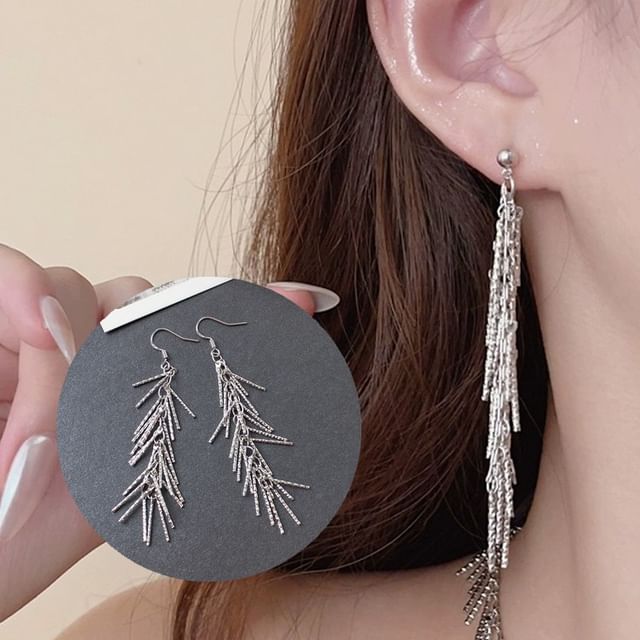 Joodii-Fringed Drop Earring Clip-On Earring