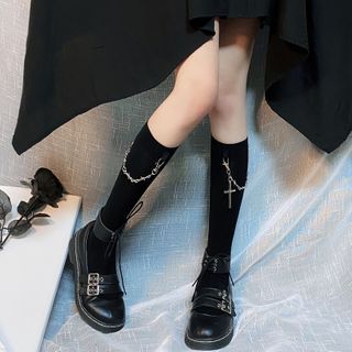 Miu B - Cross Accent Socks