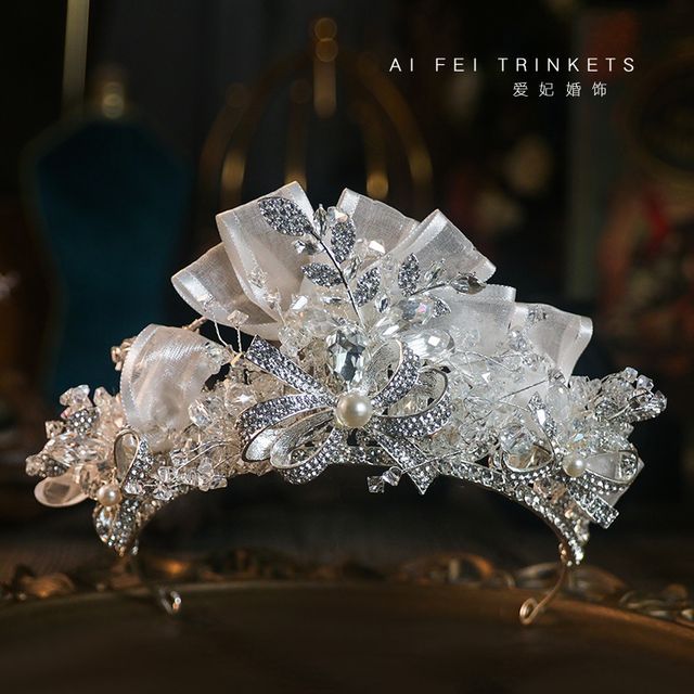 la Himi - Wedding Bow Rhinestone Faux Pearl Tiara | YesStyle display picture 2