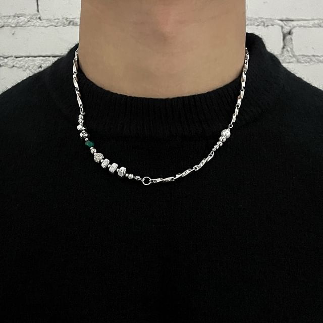 Black Degree-Stainless Steel Beaded Necklace