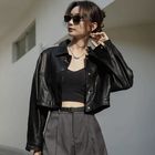 SOMUI - Cropped Faux Leather Jacket | YesStyle