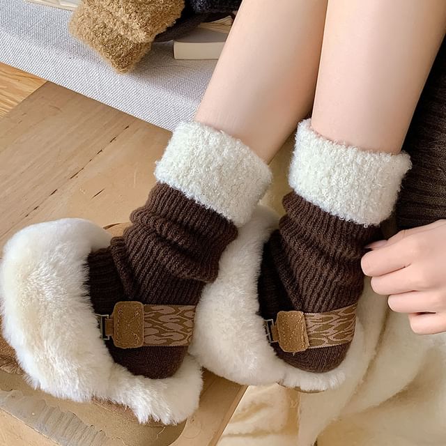 MOGLA-Two Tone Fleece Panel Socks