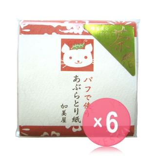 Kamiya - Oil Paper Greentea with Puff (x6) (Bulk Box)