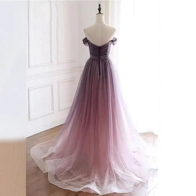 Lexama-Strapless V-Neck Plain A-Line Evening Gown