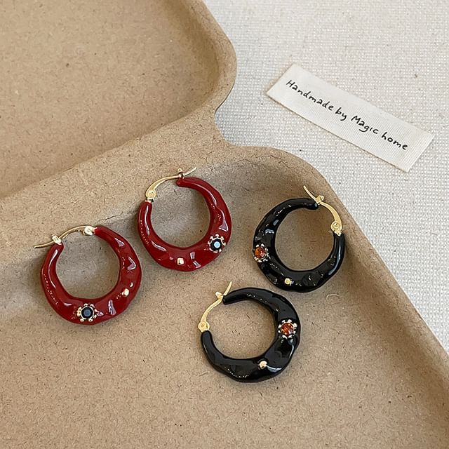 Panda Dama-Glaze Rhinestone Hoop Earring