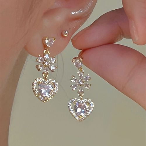 Strastruck - Heart Rhinestone Alloy Dangle Earring | YesStyle