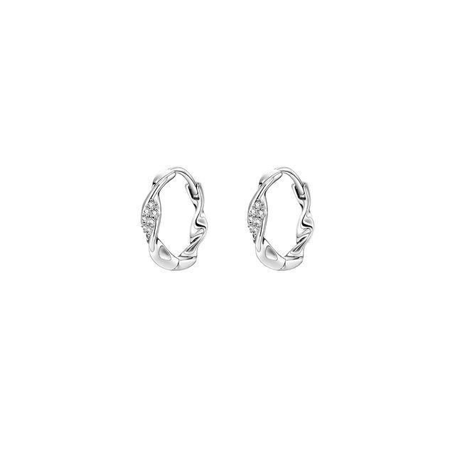Toinianimos-Sterling Silver Rhinestone Mini Hoop Earring
