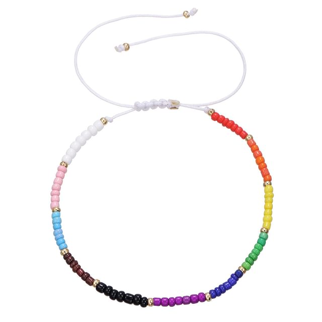 Black Degree-Rainbow Bead Bracelet Necklace