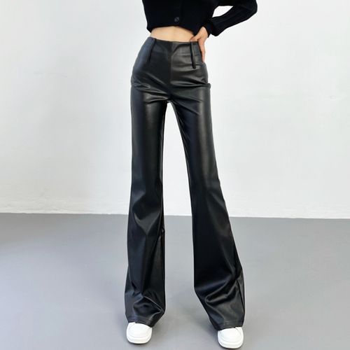 Faux Leather Flared Trousers