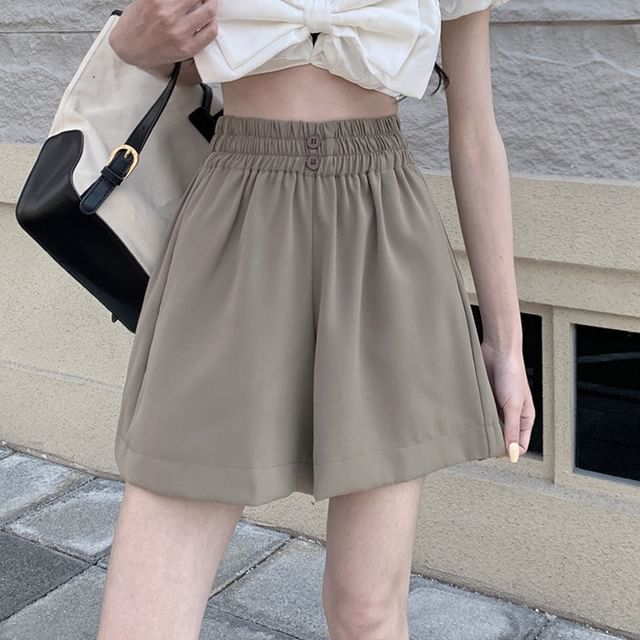 Cloud Nine-Elastic Waist Plain Shorts