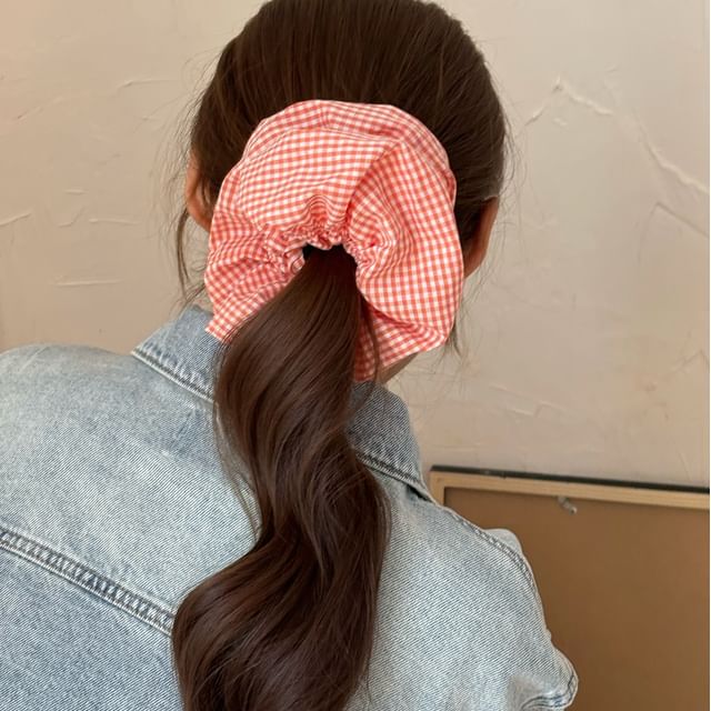Allyrinta-Plaid Fabric Scrunchie