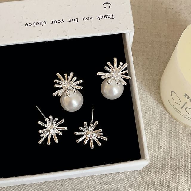 Panda Dama-Firework Alloy Stud Earring Firework Faux Pearl Alloy Drop Earring