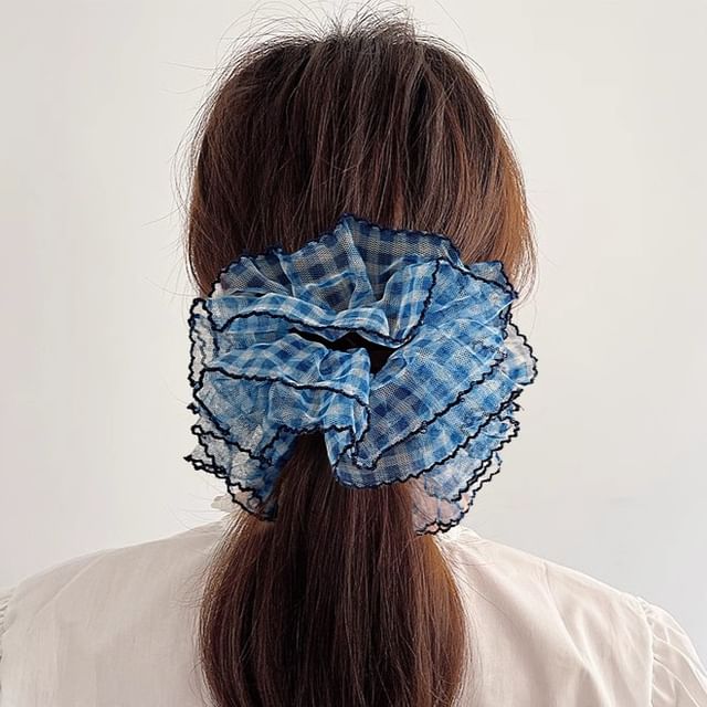 Koi Kawaii-Gingham Mesh Scrunchie