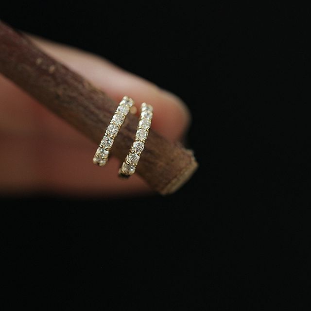 Phoenoa-925 Sterling Silver Rhinestone Huggie Earring
