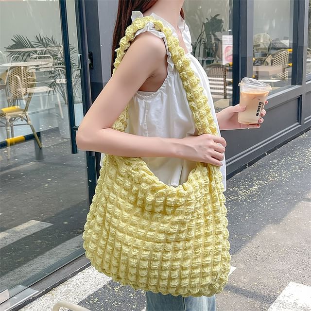 Milha - Plain Quilted Bubble Light Shoulder Bag | YesStyle