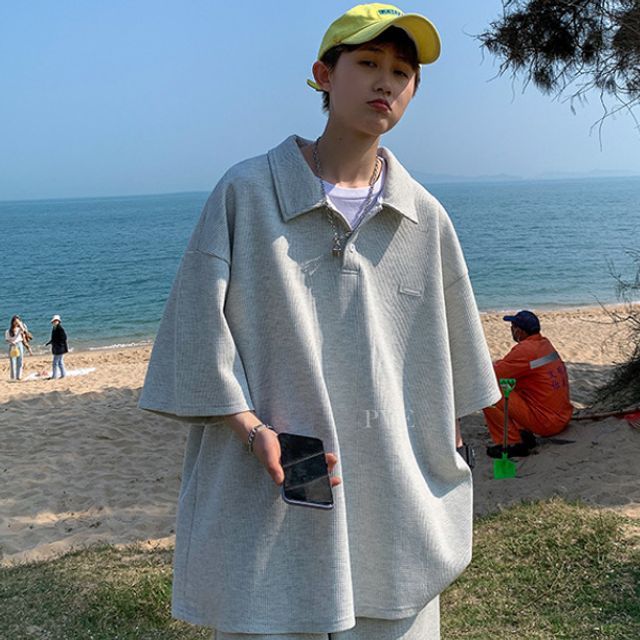 TSCHURA ElbowSleeve Polo Shirt YesStyle