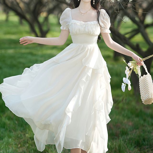 ice cream drip dress Mod Twirl Size:18.5 34/35 Ruffle hemmed skirt that BACKLESS-DRESS ELLA 'pink' cotton maxi