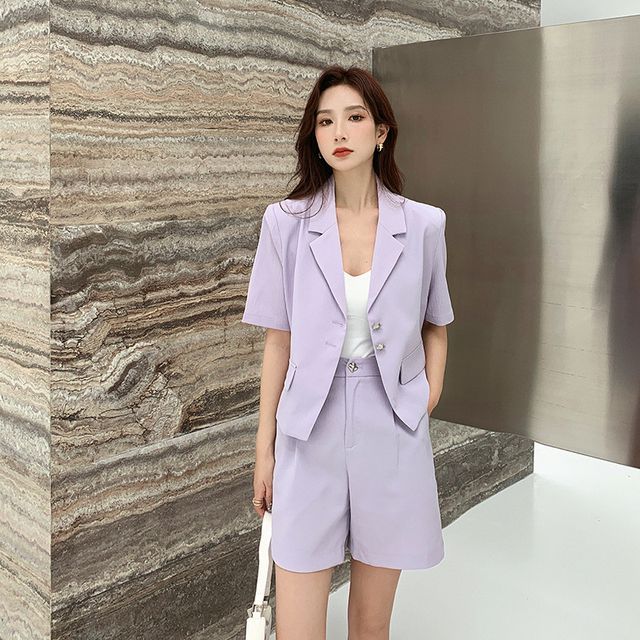 sachin and babi light blue dress Fancy Show - Set: Short-Sleeve Single-Breasted Blazer + Dress Shorts