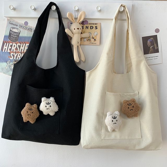 Basaran Brooch Canvas Tote Bag YesStyle