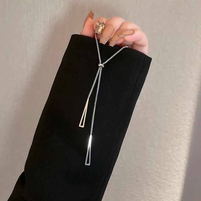 Rodiv-Titanium Steel Lariat Necklace