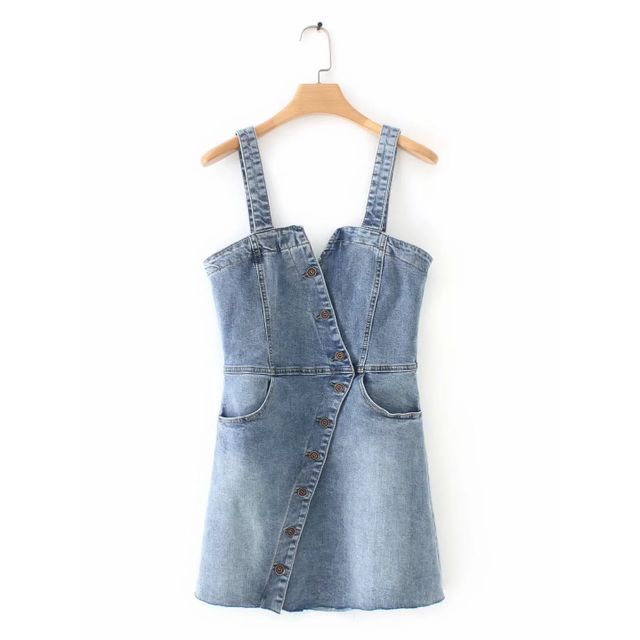Omelia - Sleeveless Mini A-Line Denim Dress | YesStyle