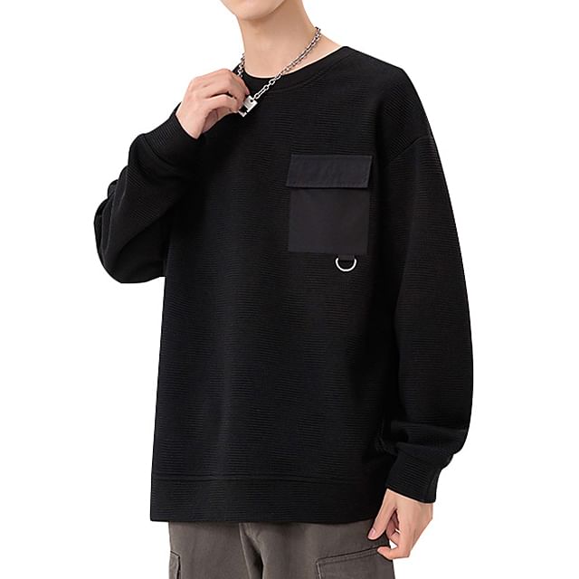 Stone Leo-Crew Neck Plain Sweatshirt