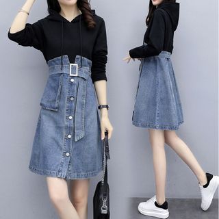 hooded denim dress