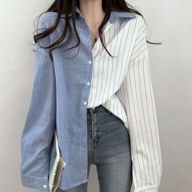Sisyphi-Long-Sleeve Striped Shirt