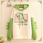 Kawaii Fairyland - Dinosaur Print Fleece-Lined Hoodie | YesStyle