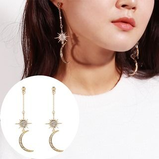  Yheakne Starburst - Aretes de sol con diamantes de imitación  dorados, aretes de sol delanteros y traseros, aretes bohemios celestiales,  joyería para mujeres y niñas (dorado) : Belleza y Cuidado Personal