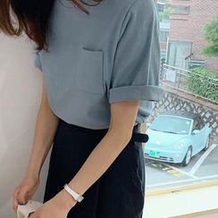 Hello sweety - Pocket-Front Plain T-Shirt Hello sweety - Pocket-Front Plain T-Shirt