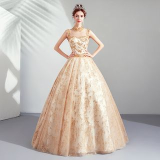 simple gold ball gown