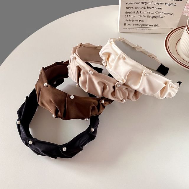 enthice-Plain Faux Pearl Headband