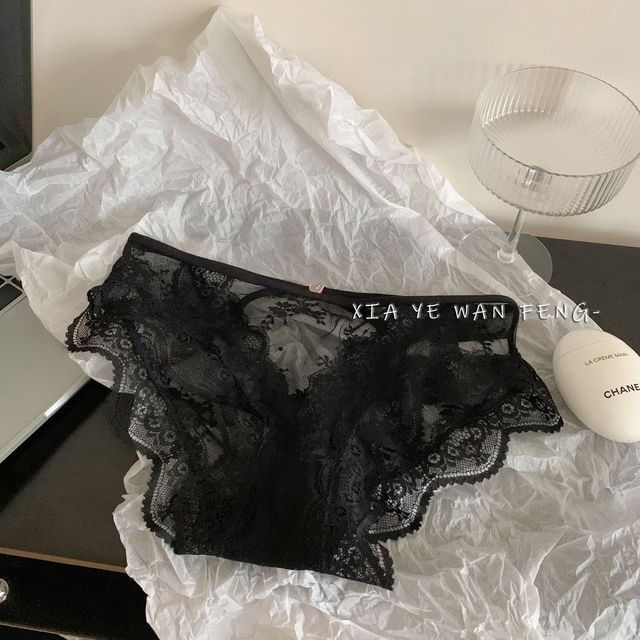 Fakuzi - Lace Trim Sheer Panties