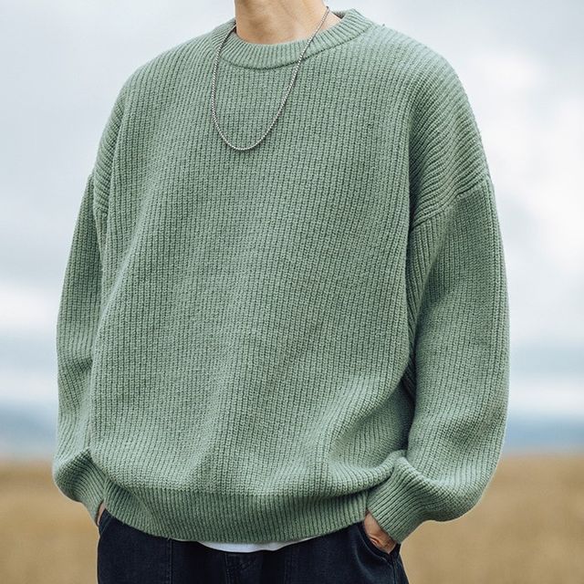 Really Point-Crew Neck Plain Sweater