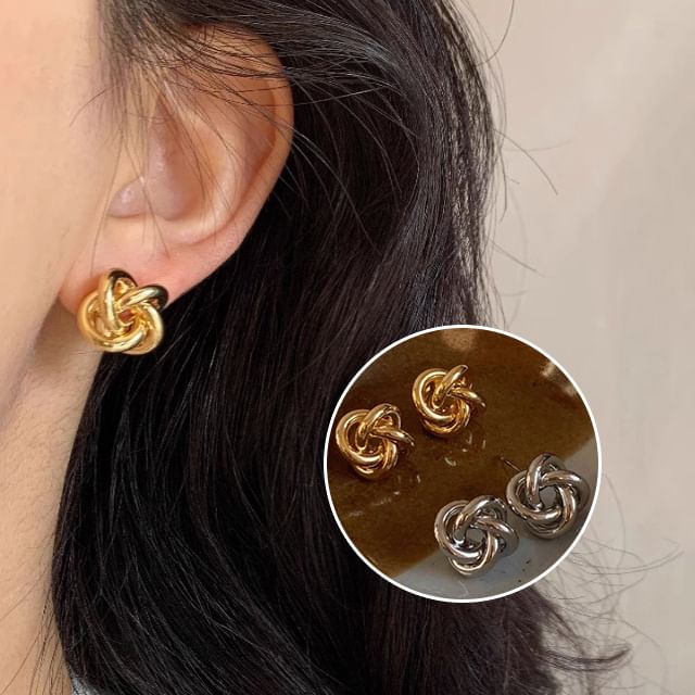 Fireflicka-Knot Alloy Stud Earring