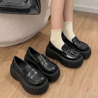 Gordong-Faux Leather Platform Loafers