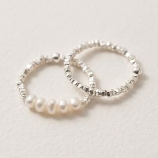 A-ROCH-Faux Pearl Irregular Sterling Silver Ring