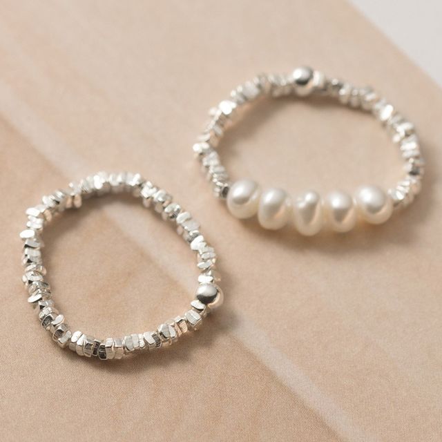 A-ROCH-Faux Pearl Irregular Sterling Silver Ring