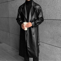 DragonRoad - Faux Leather Long Coat