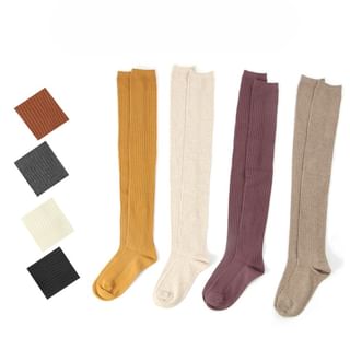 Bakash - Plain Thigh High Socks