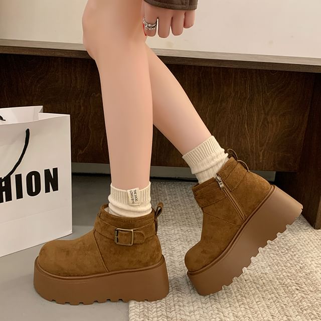 Sleeko-Buckle Platform Ankle Snow Boots