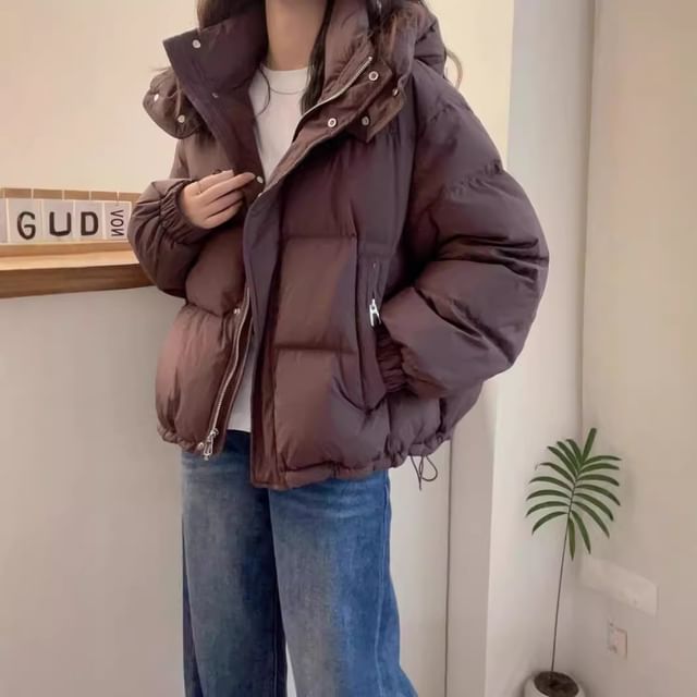 Sienne-High Neck Zip-Up Puffer Jacket