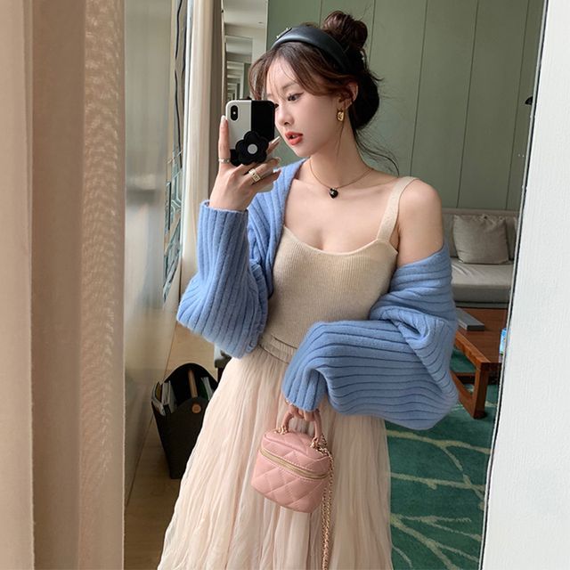 Odestra-Ribbed Knit Cardigan