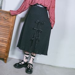 Nekomata - Ruffled Midi A-Line Skirt