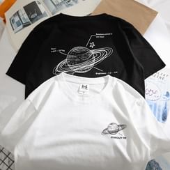 OSIGRANDI - Planet Print Short-Sleeve T-Shirt OSIGRANDI - Planet Print Short-Sleeve T-Shirt