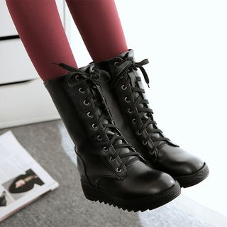 Freesia Hidden Wedge Lace-Up Short Boots