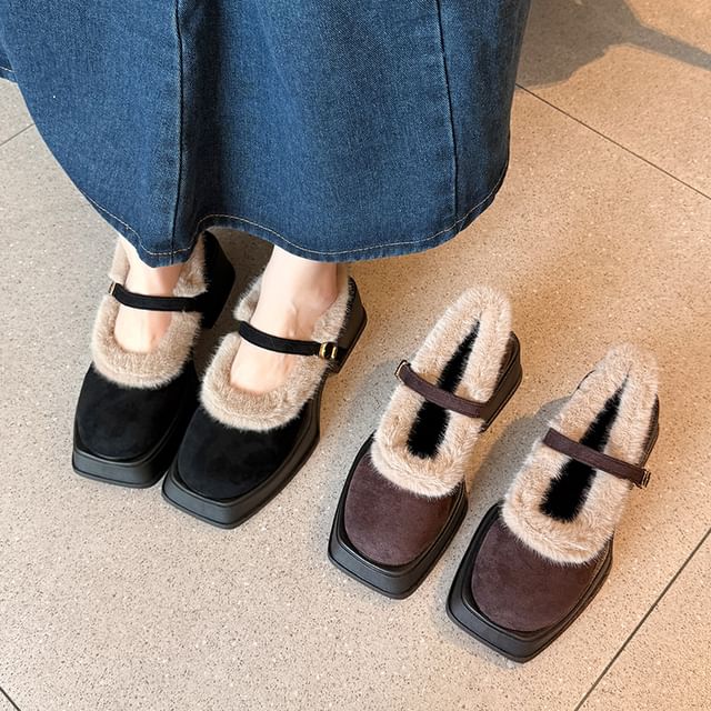 Nikao-Square-Toe Platform Chunky Heel Mary Jane Shoes